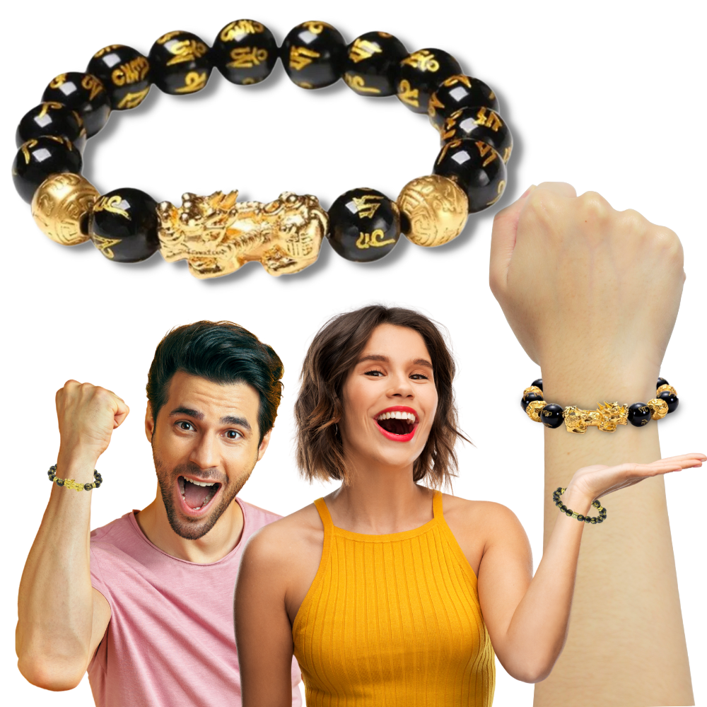 Siyah & Altın Obsidyen Bileklik - Ozerty