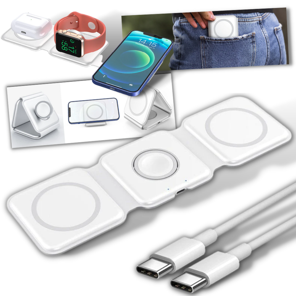 Katlanabilir Kablosuz Şarj Yuvası - Ozerty