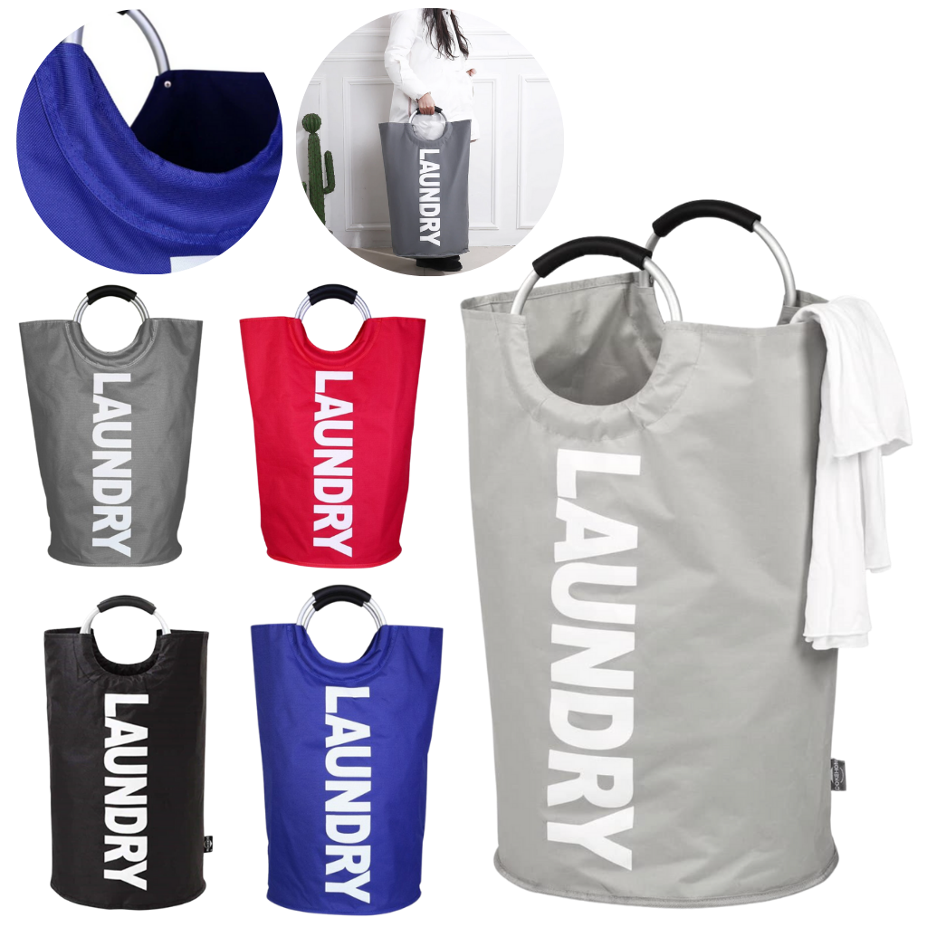 Saplı Katlanabilir Çamaşır Sepeti Çantası - Ozerty