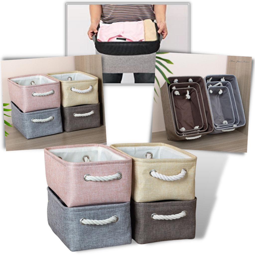 Halat Saplı Şık Keten Sepet - Ozerty