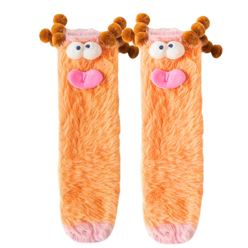 Mercan Kadife Funky Çoraplar -Turuncu - Ozerty