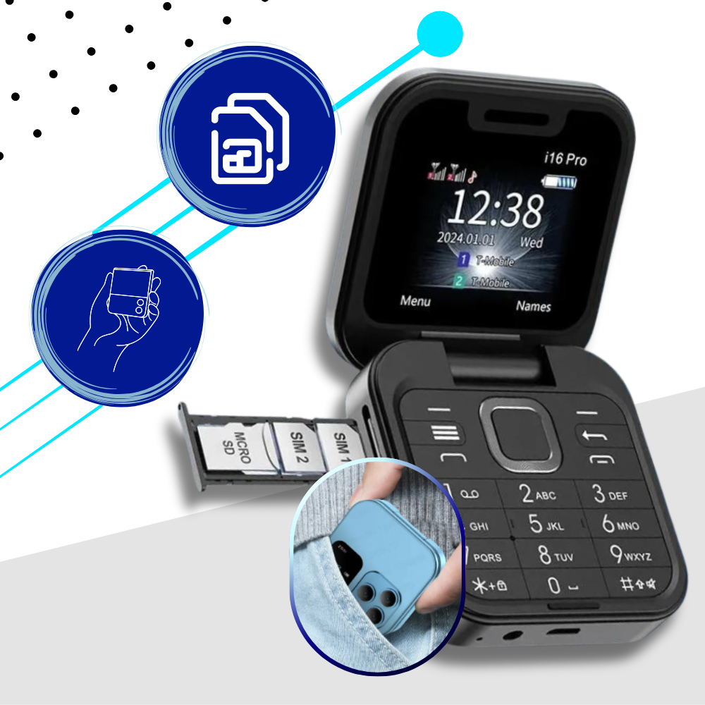 Çift Simli Küçük Katlanır Cep Telefonu - Ozerty