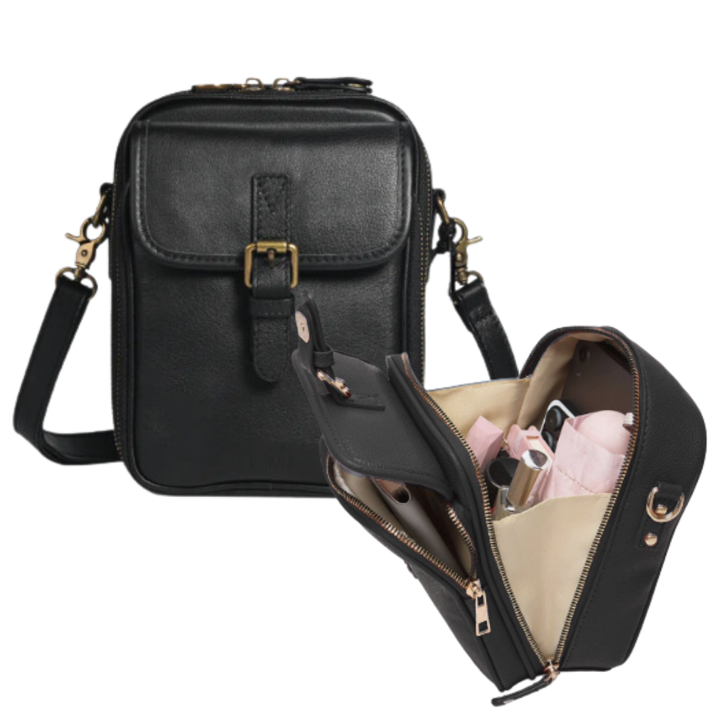 Zarif Çok Yönlü Crossbody Çanta -Siyah - Ozerty