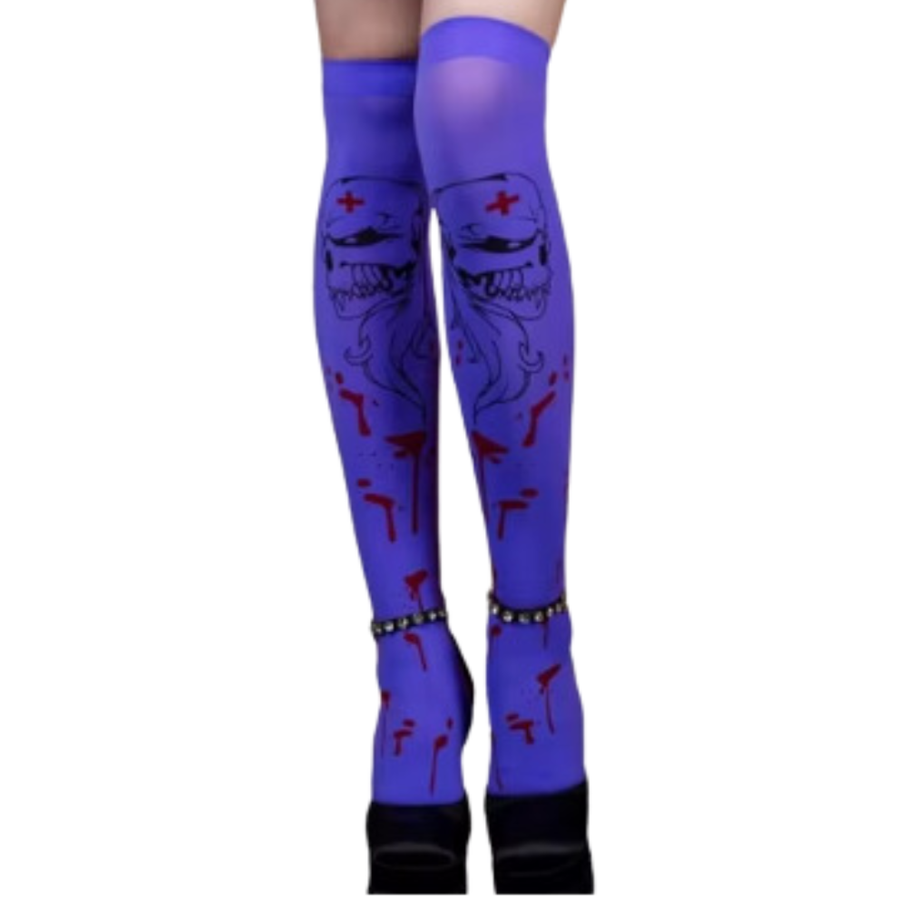 Festive Designs Cadılar Bayramı Kompresyon Çorapları -Mor Zehir - Ozerty