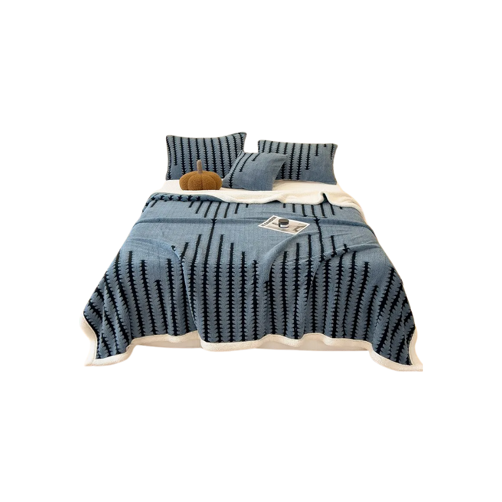 Kabarık Jakarlı Kış Battaniyesi -Mavi - Ozerty