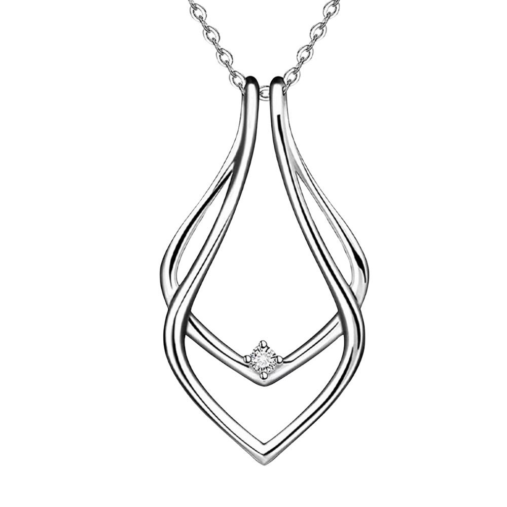 Minimalist Yüzük Tutucu Kolye -Gümüş - Ozerty