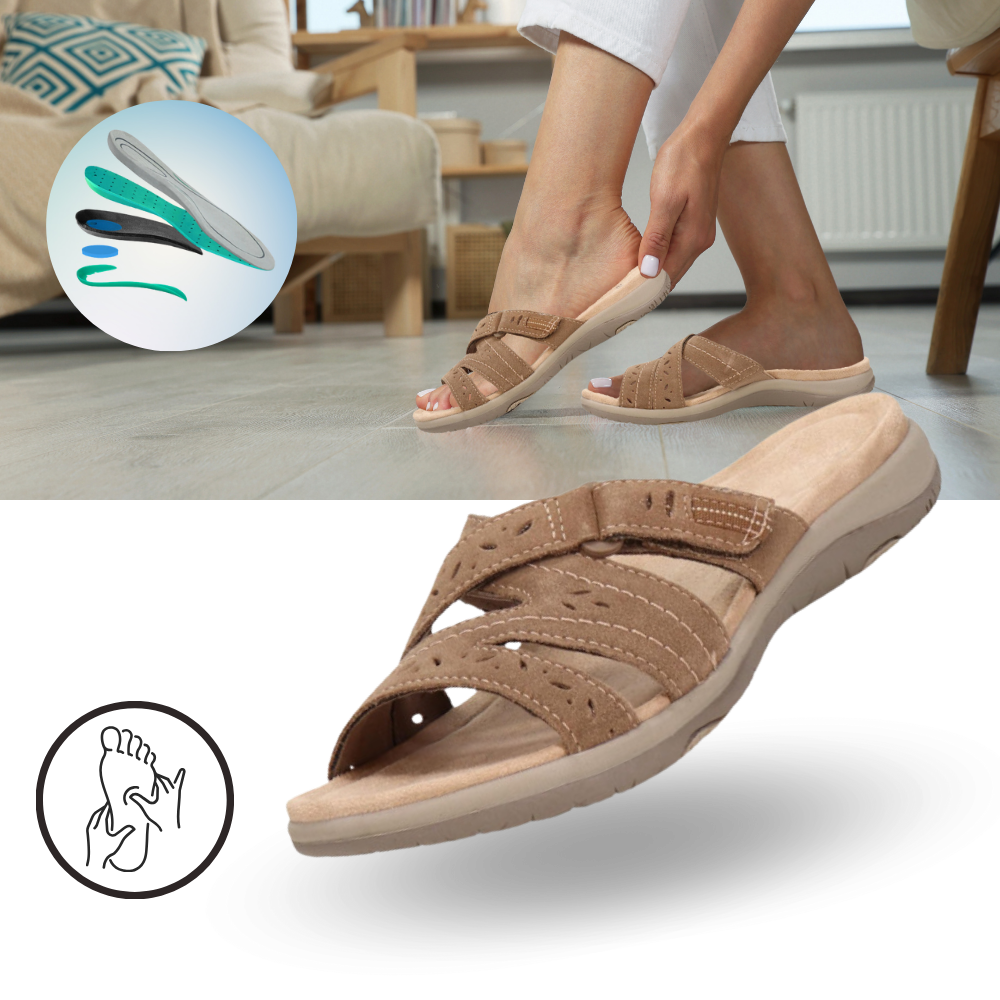 Ortez Tabanlı Burnu Açık Sandalet - Ozerty