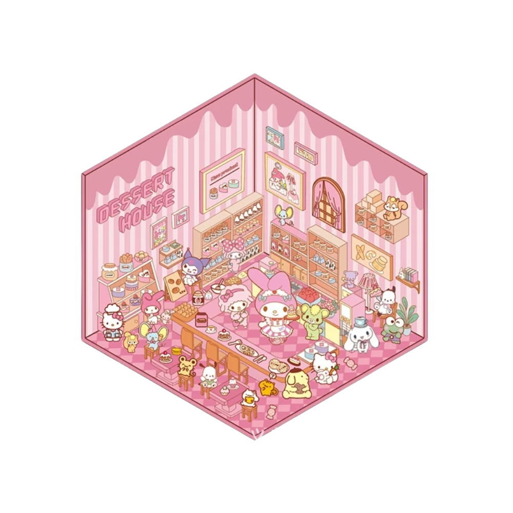 Pastel Ev Masalları Çıkartmaları -Pembe Ev - Ozerty