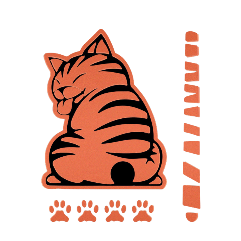 Quirky Cat Silecek Çıkartması -Turuncu - Ozerty