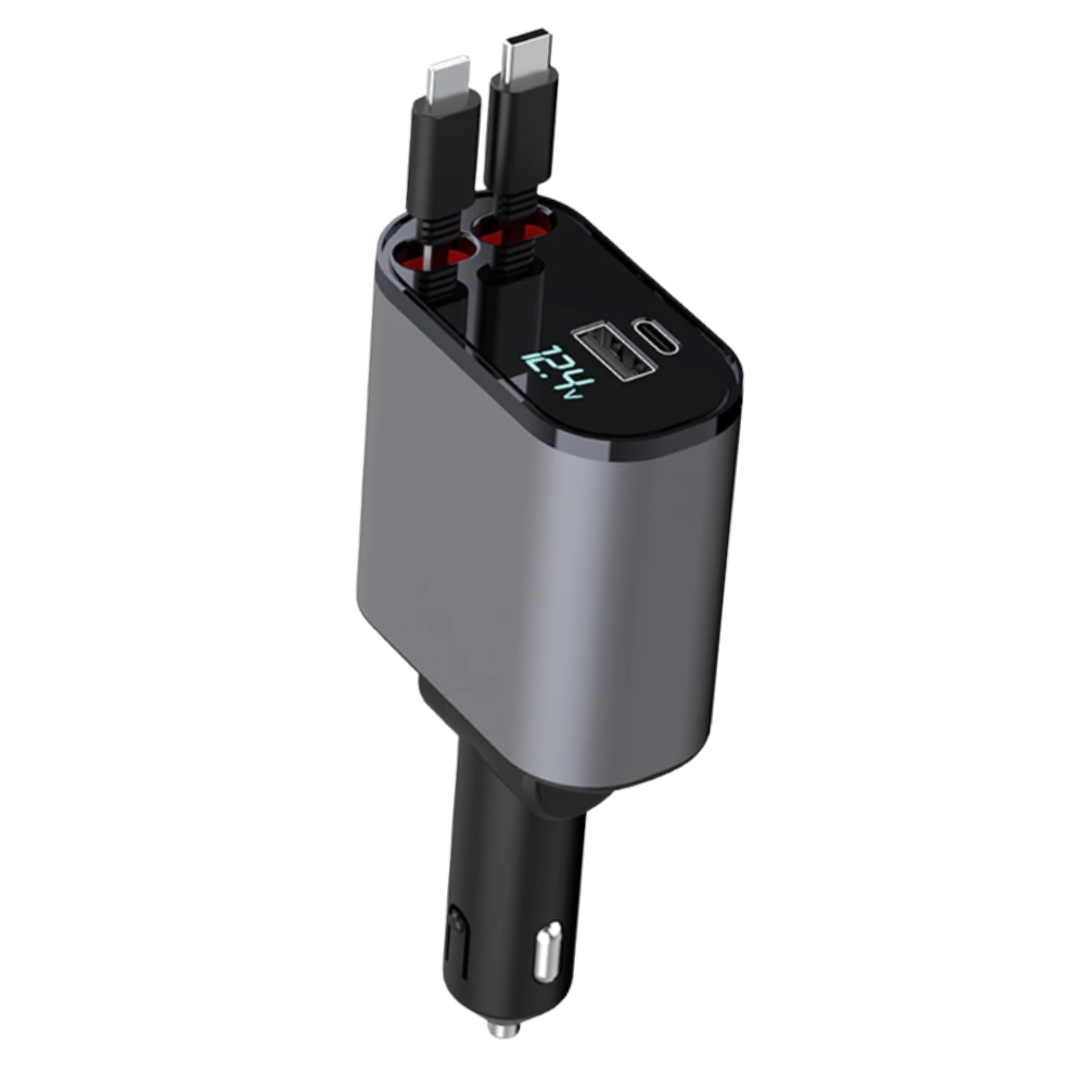 Teleskopik Araç Şarj İstasyonu -C Tipi + Apple - Ozerty