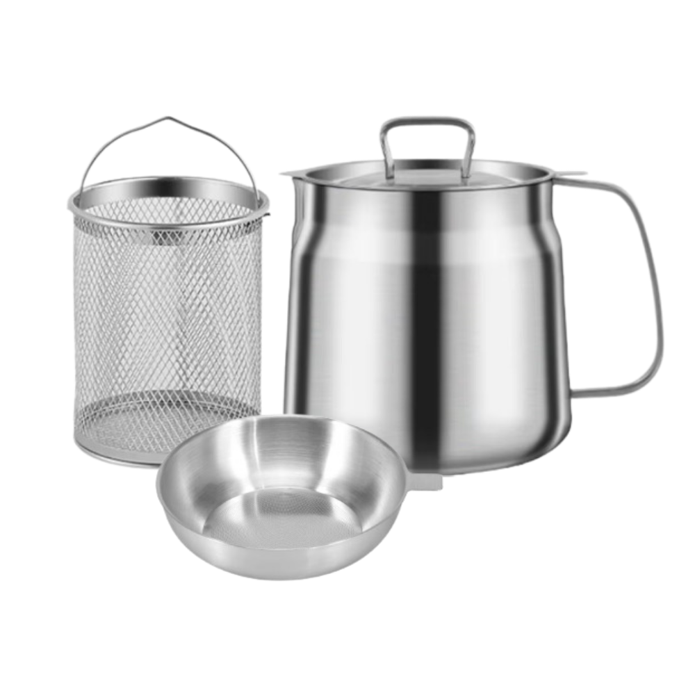 2'si 1 Arada Paslanmaz Çelik Derin Kızartma Tenceresi -1500ml - Ozerty