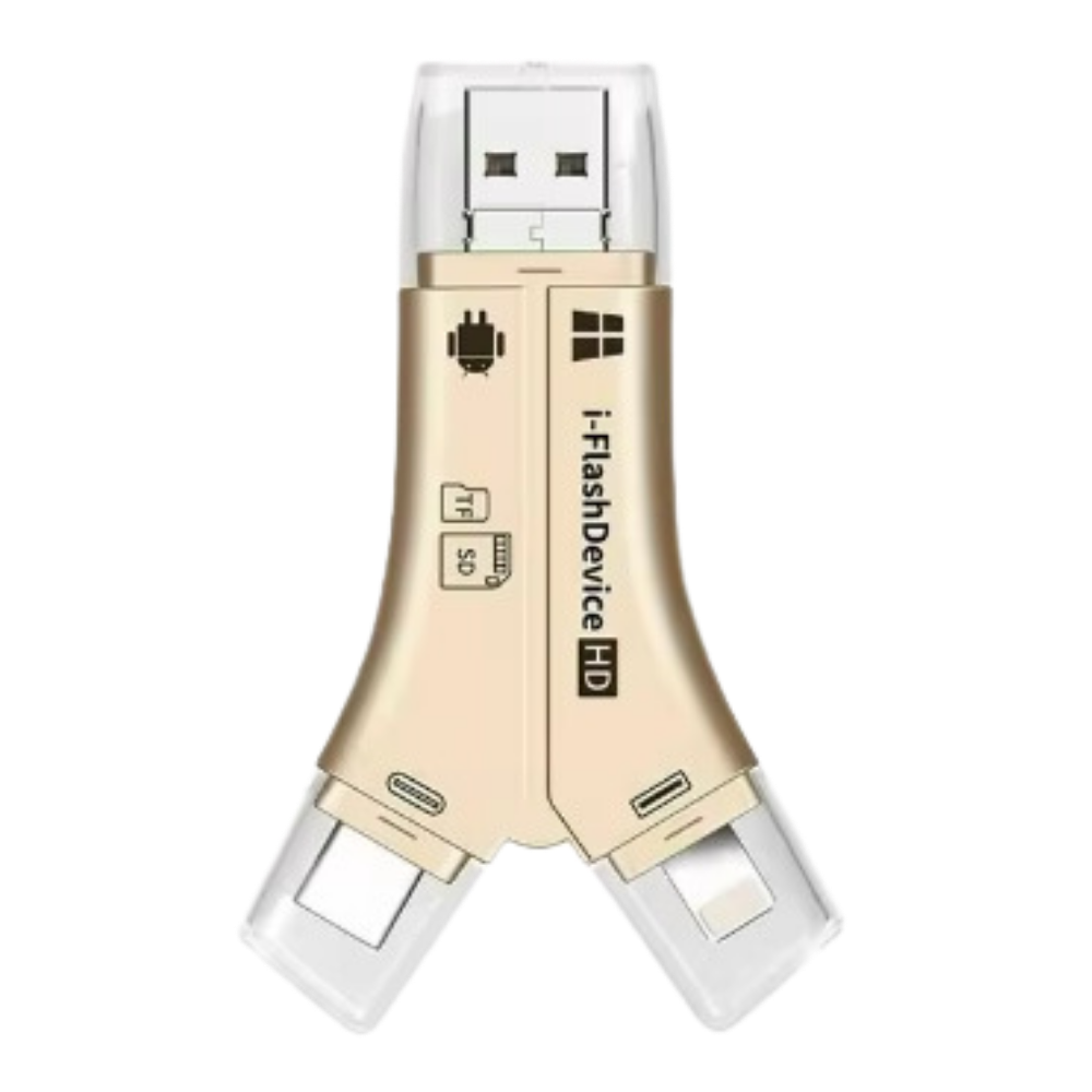 Telefonlar İçin 4'ü 1 Arada USB -Altın - Ozerty