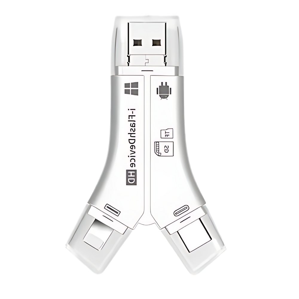 Telefonlar İçin 4'ü 1 Arada USB -Beyaz - Ozerty