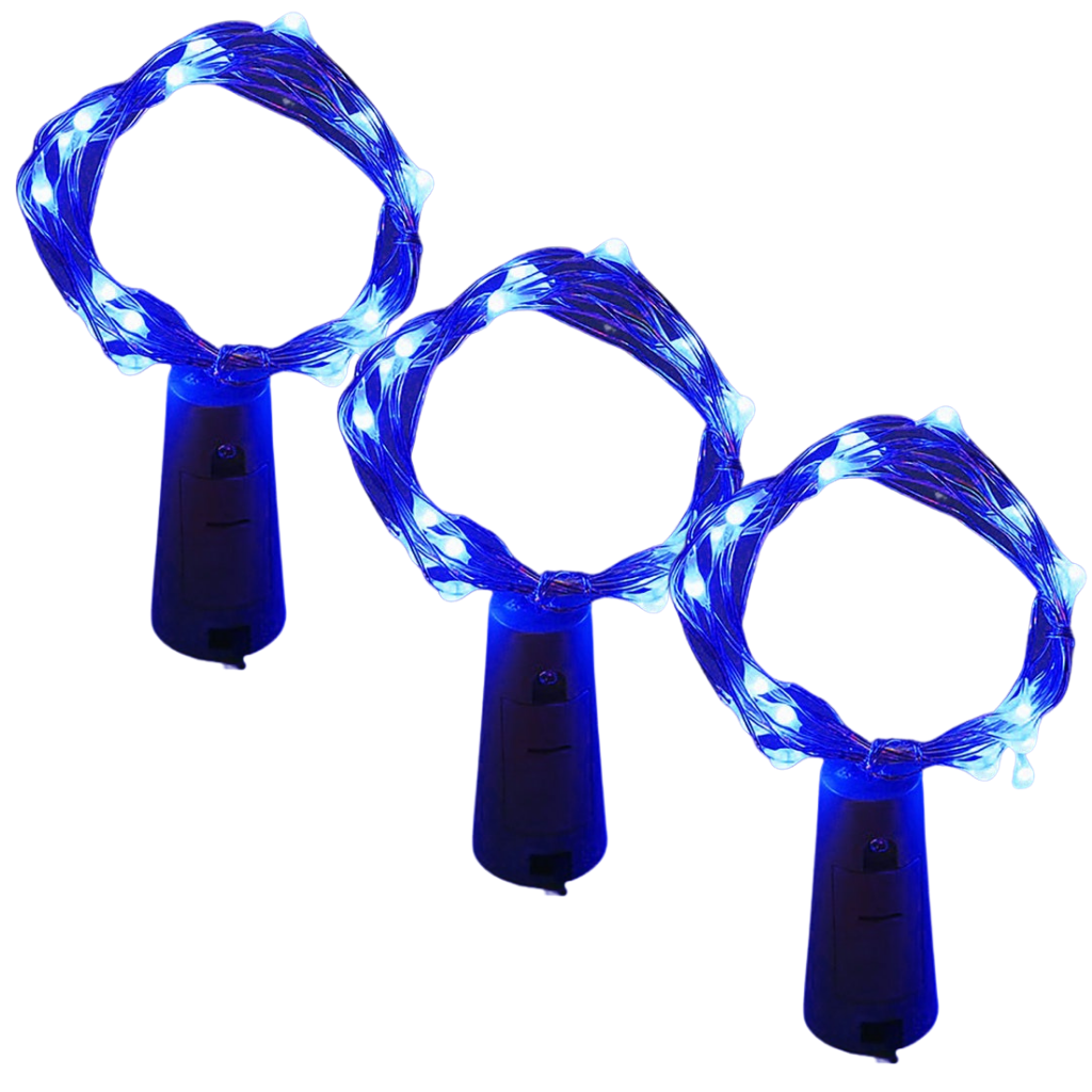 Mantarlı şişe dize LED ışığı (3'lü paket) -Mavi - Ozerty