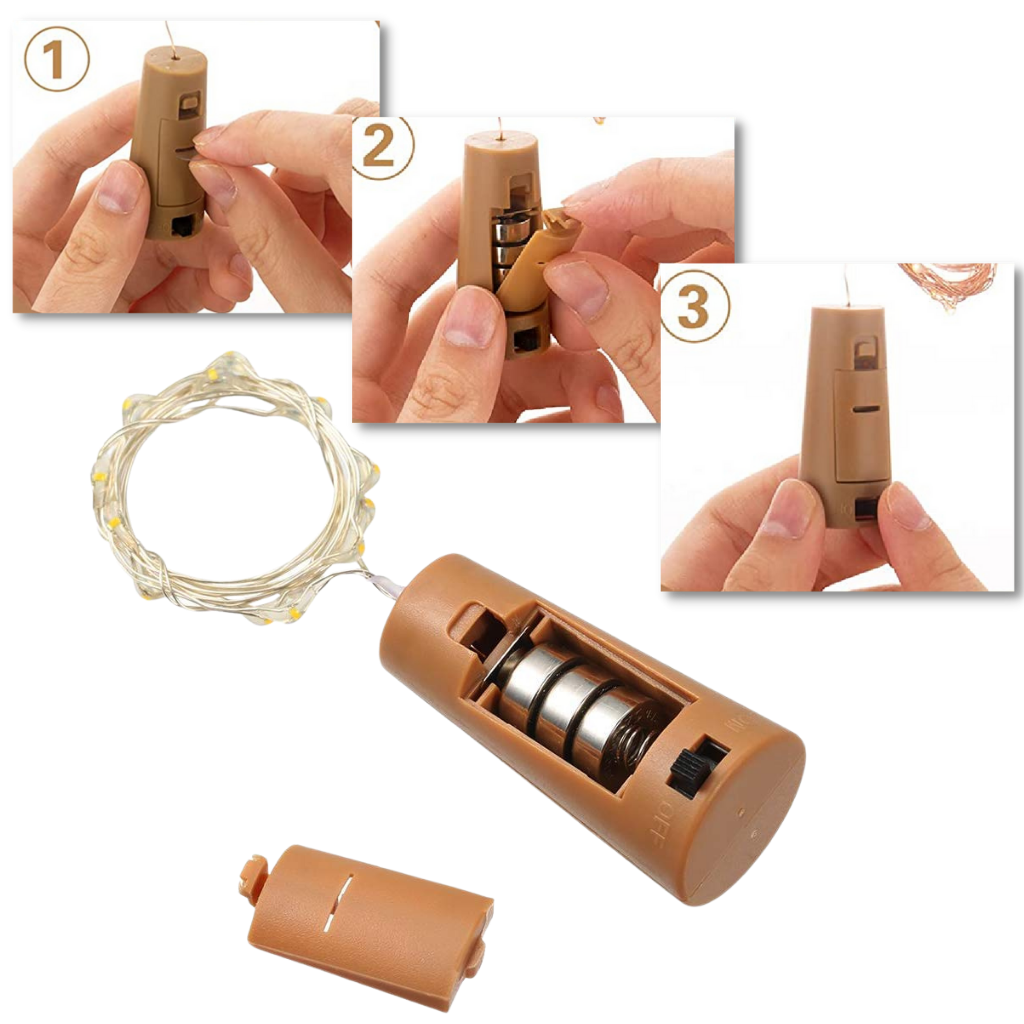 Mantarlı şişe dize LED ışığı (3'lü paket) - Ozerty