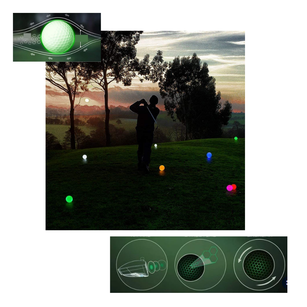 6 LED Parlayan Golf Topu Paketi - Ozerty