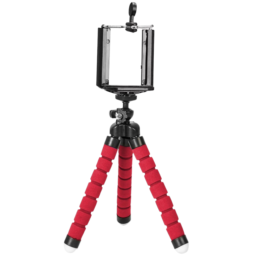 Mini Esnek Telefon Tripod Standı Seti -Kırmızı - Ozerty