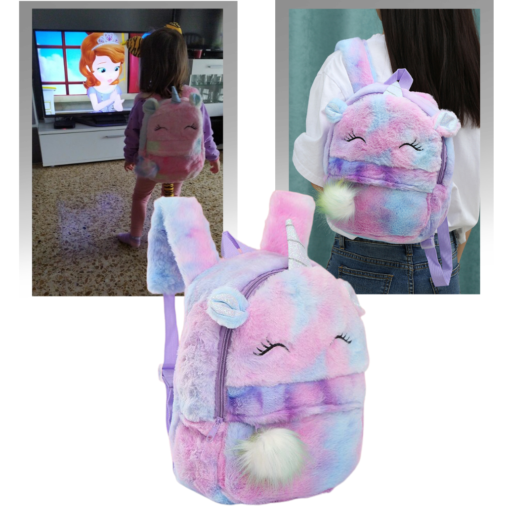 Peluş Unicorn Kız Çocuk Sırt Çantası - Ozerty