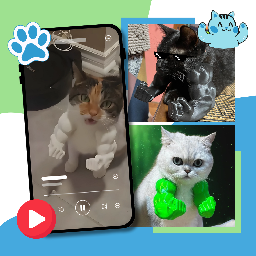 Vücut Geliştirici Kedi Kol Kostümü - Ozerty