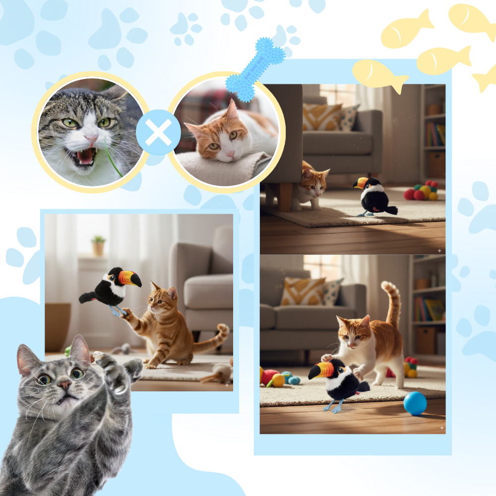 Kedi Gerçekçi Etkileşimli Kuş Oyuncak - Ozerty
