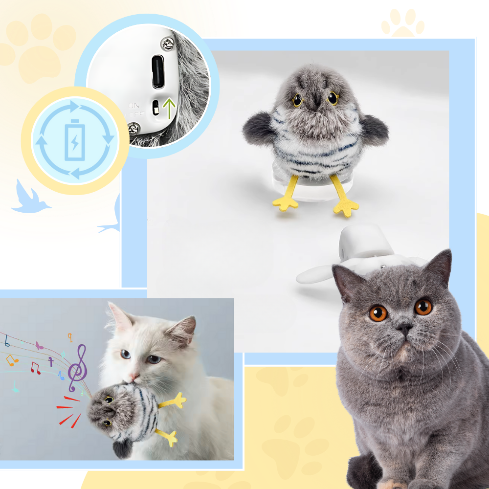 Kedi Gerçekçi Etkileşimli Kuş Oyuncak - Ozerty