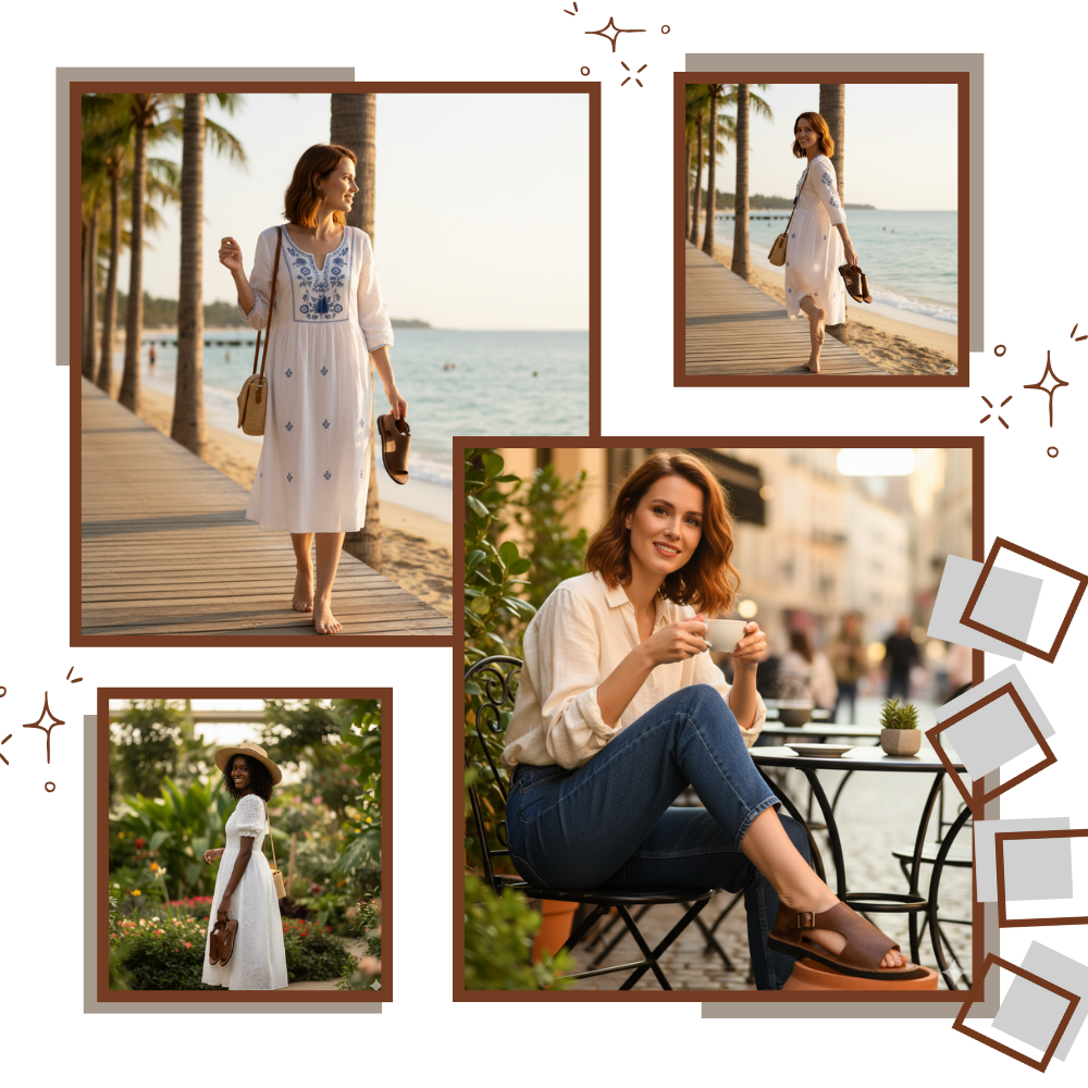 Şık Vintage Ortopedik Sandaletler  - Ozerty