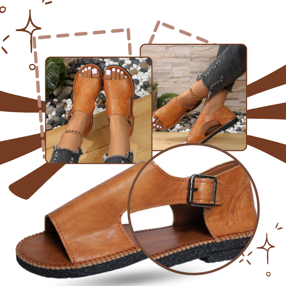 Şık Vintage Ortopedik Sandaletler  - Ozerty