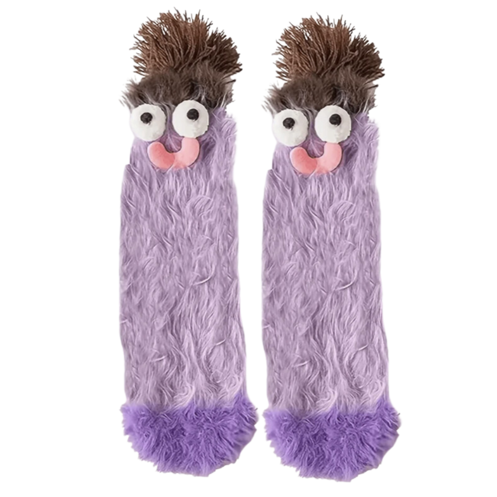 Mercan Kadife Funky Çoraplar -Mor - Ozerty