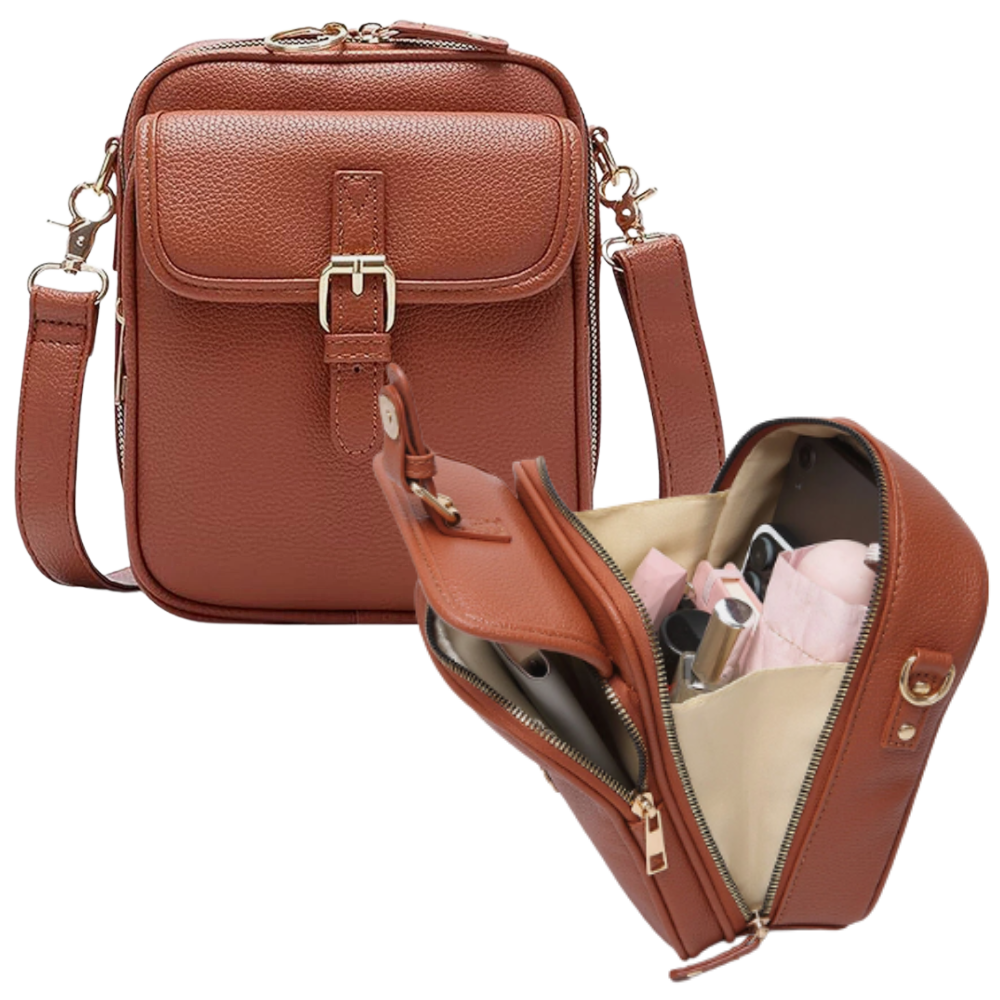 Zarif Çok Yönlü Crossbody Çanta -Kahverengi - Ozerty