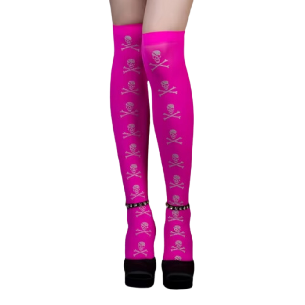 Festive Designs Cadılar Bayramı Kompresyon Çorapları -İskelet Pembe - Ozerty