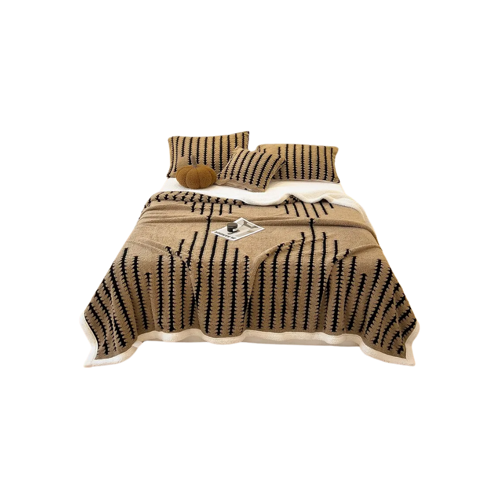 Kabarık Jakarlı Kış Battaniyesi -Kahve - Ozerty