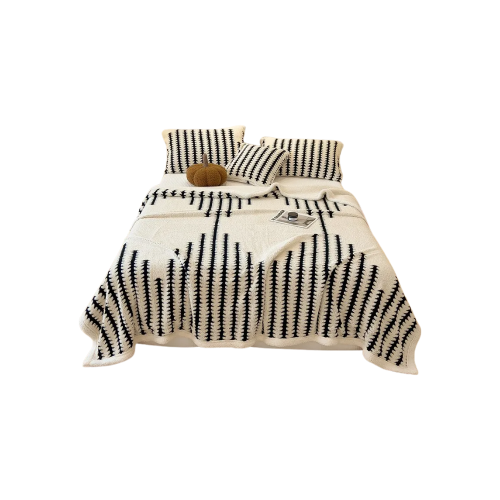 Kabarık Jakarlı Kış Battaniyesi -Beyaz - Ozerty