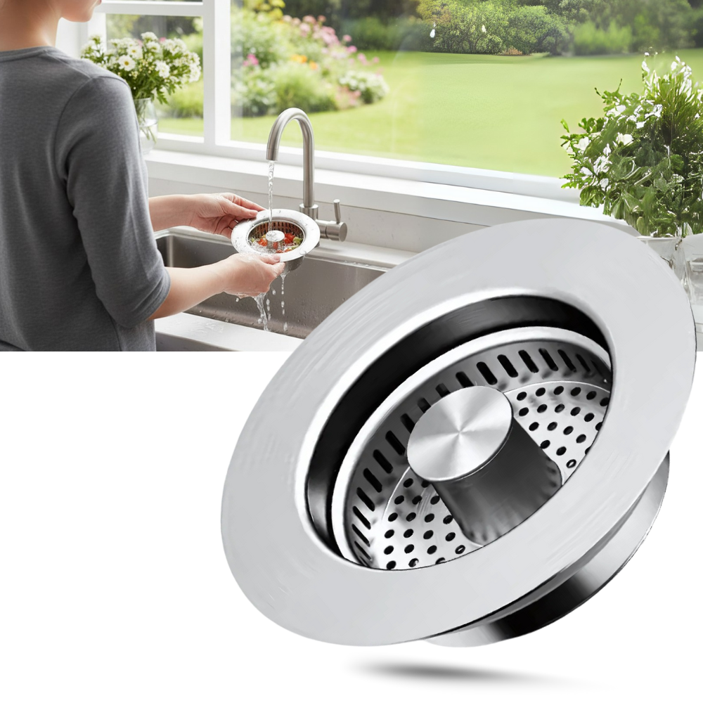 Çok Fonksiyonlu Paslanmaz Çelik Lavabo Süzgeci - Ozerty