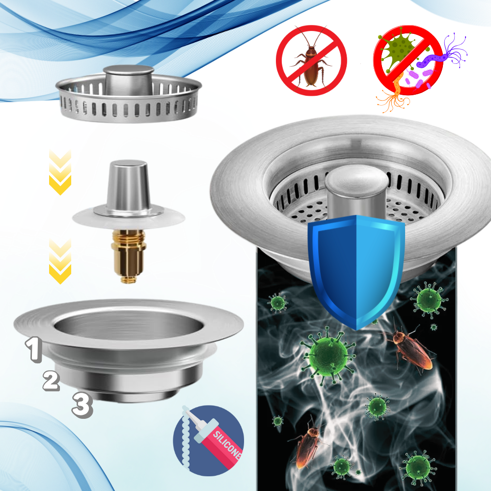 Çok Fonksiyonlu Paslanmaz Çelik Lavabo Süzgeci - Ozerty