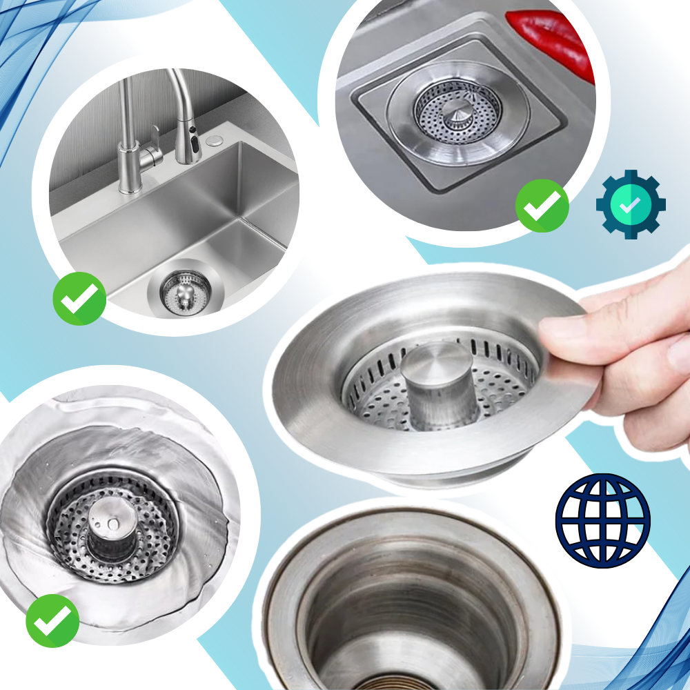 Çok Fonksiyonlu Paslanmaz Çelik Lavabo Süzgeci - Ozerty