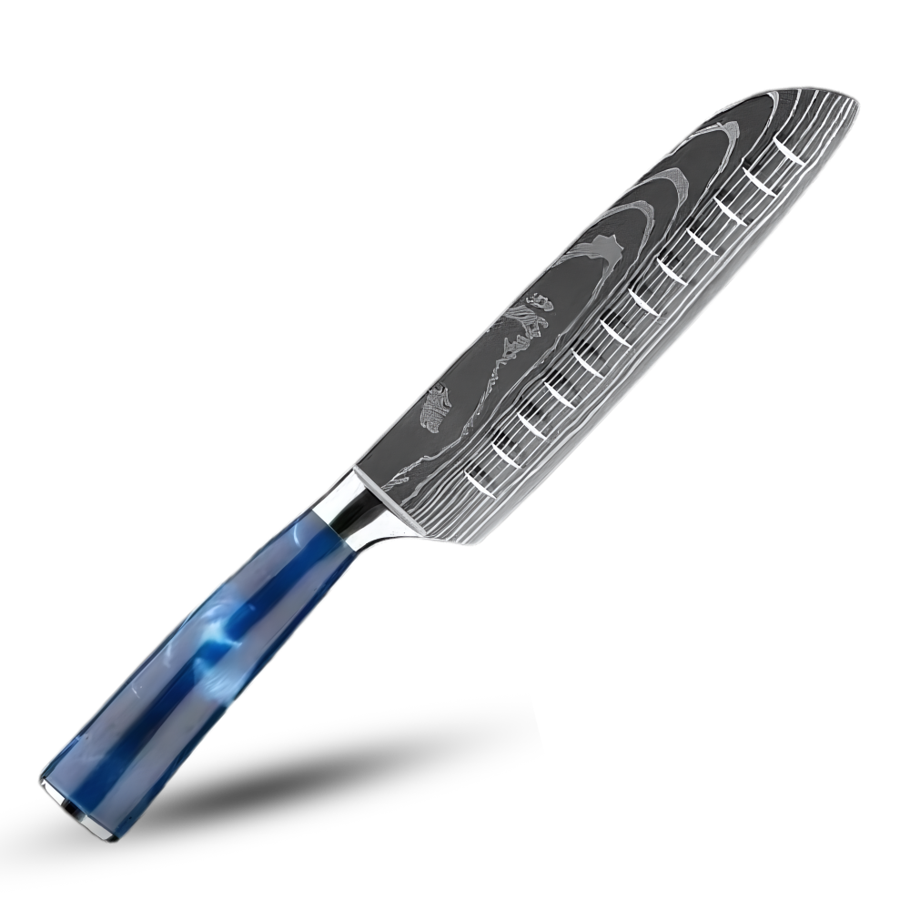 Okyanus Mavisi Japon Bıçakları -Santoku Bıçak 7 inç/17 cm - Ozerty