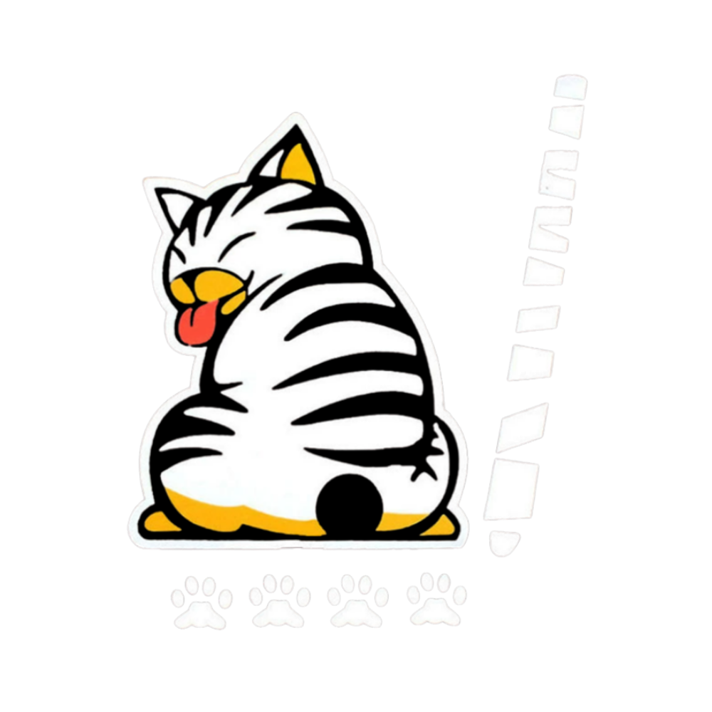 Quirky Cat Silecek Çıkartması -Beyaz - Ozerty