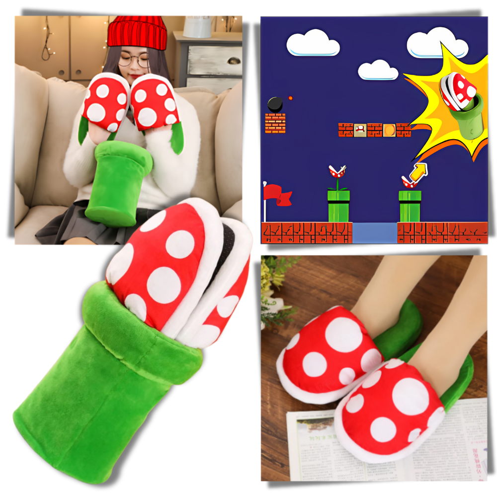 Yumuşak Peluş Mario Piranha Bitki Terlik - Ozerty