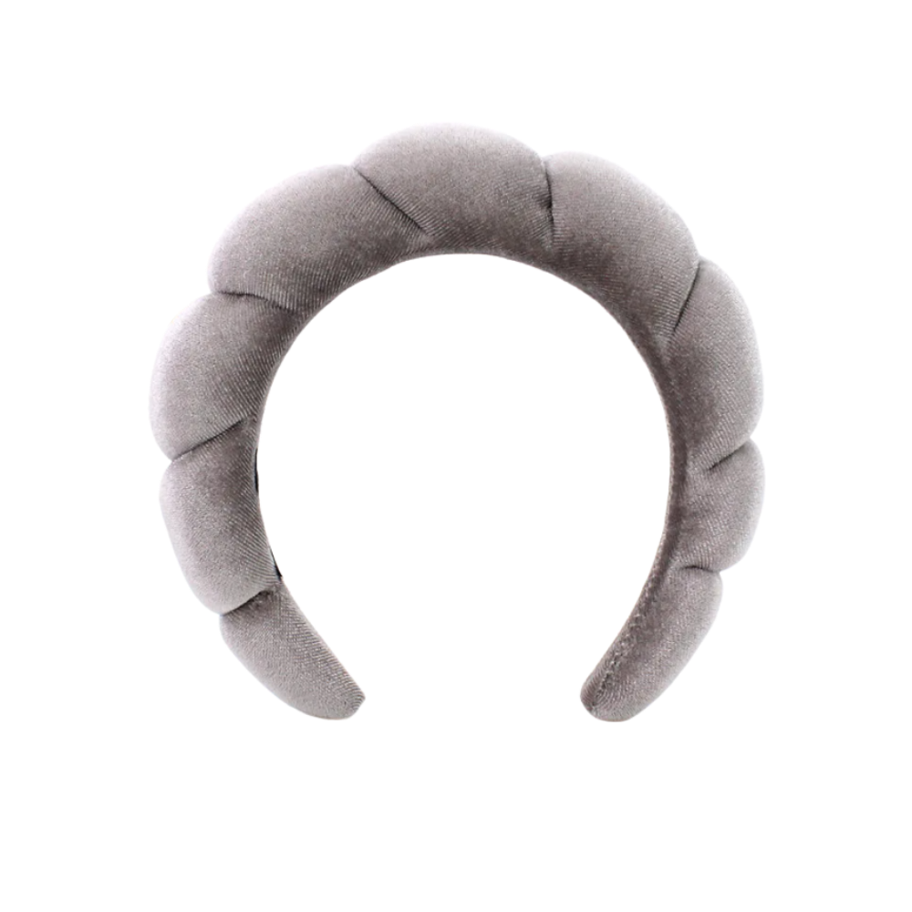 Kadife Cilt Bakımı Kafa Bandı -Gri - Ozerty